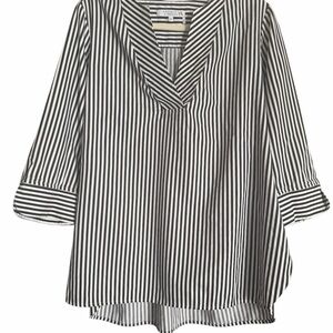 Foxcroft Black and White Striped Tunic Top